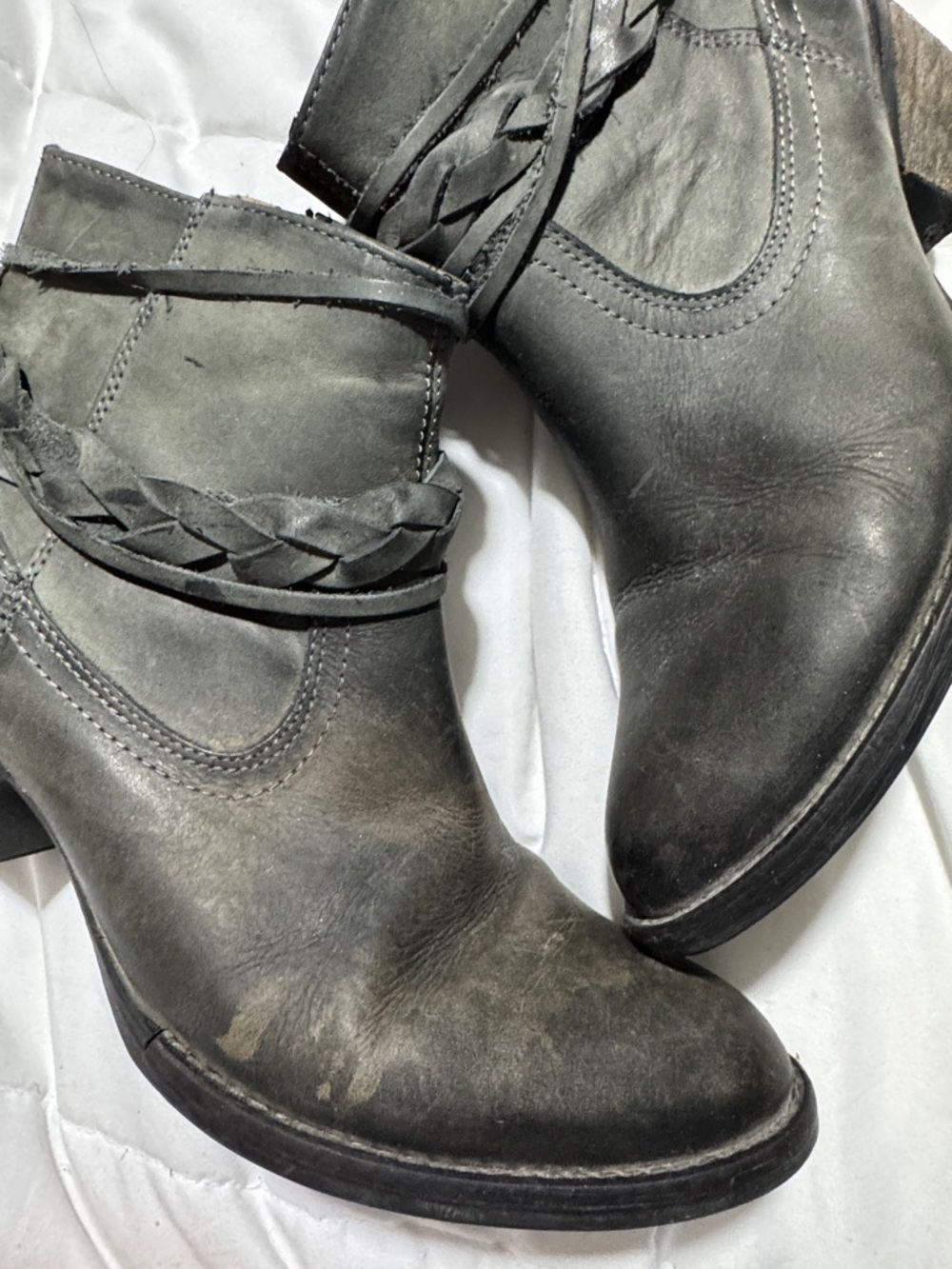 Circle G leather grey ankle Boots w/Braided Wrap straps  size 9 - Picture 15 of 15
